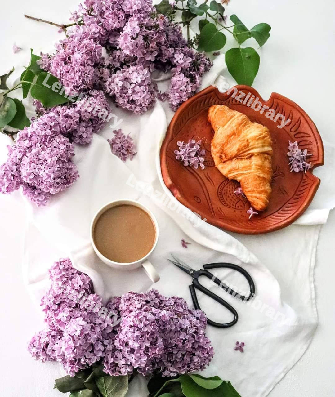 Cup of coffee with flowers
